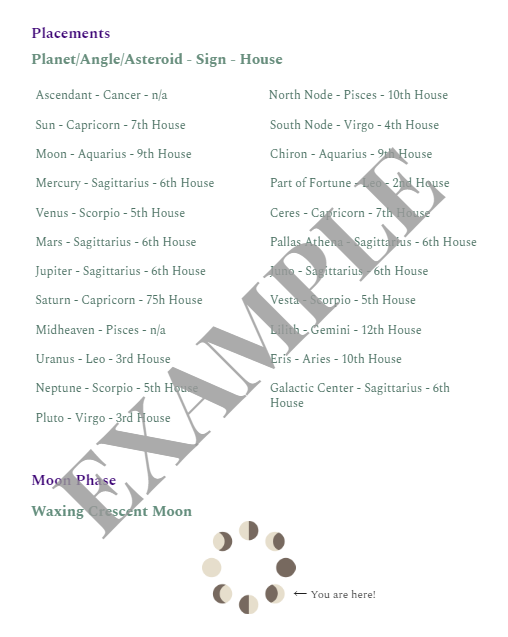 Natal Astrology Chart Reading